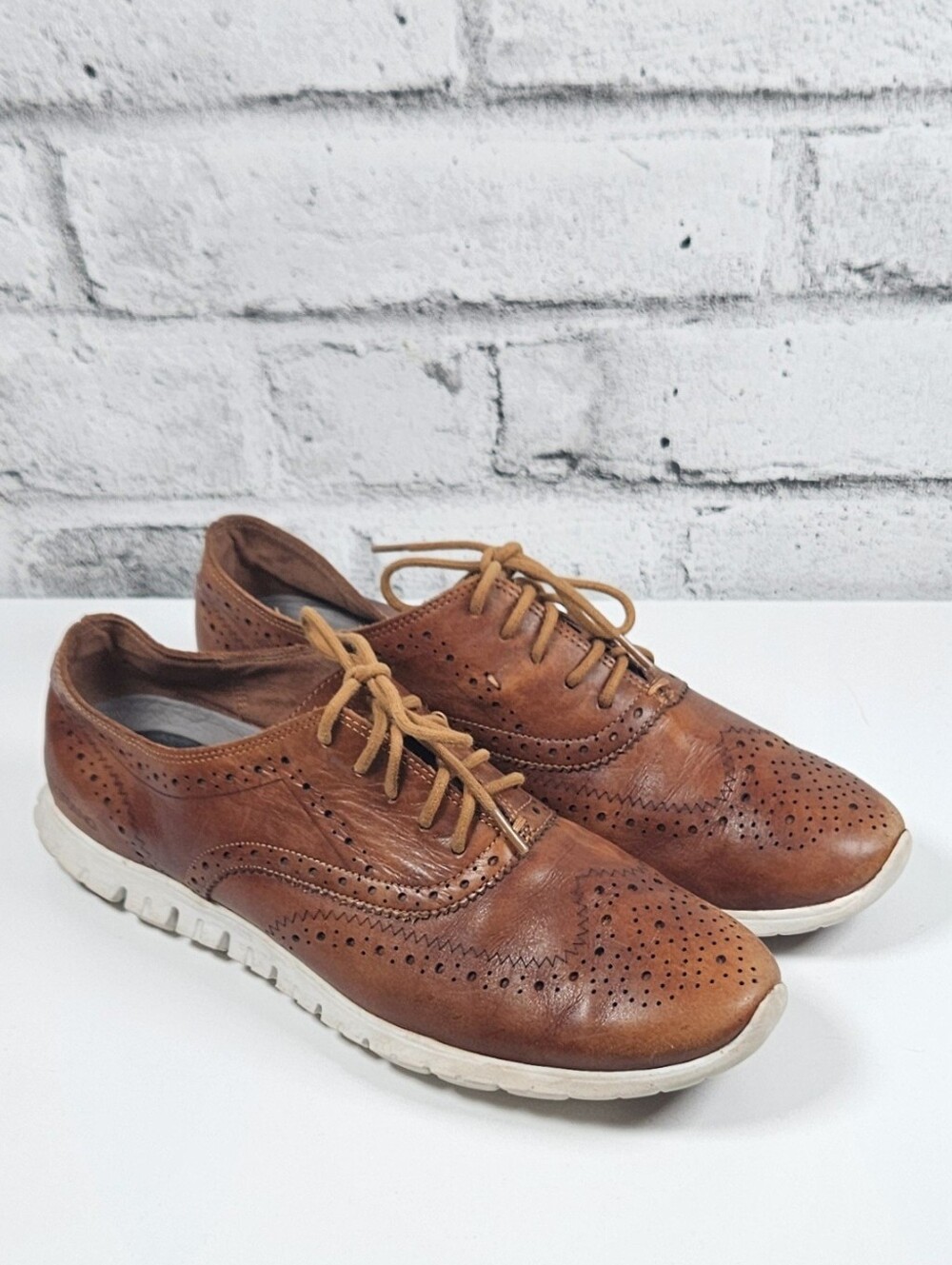 Cole Haan Zerogrand Womens 8.5 Brown Leather Wingtip Oxford Shoes